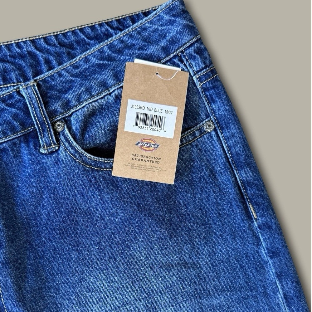 Dickies High Rise Wide Leg Skate Jeans 15/32 Mid Blue NWT Relaxed Streetwear - Picture 3 of 5